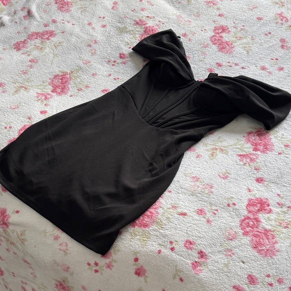 Black Off-Shoulder Corset Mini Dress - Picture 9 of 9